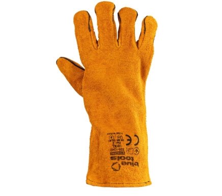 Welder's gaiters 35 cm orange leather with lining Standard, BLUETOOLS
