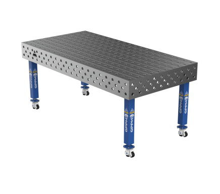 Зварювальний стіл PLUS на колесах 2000x1000 мм, отвори Ø28 мм, сітка 100×100 мм