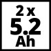 Акумулятори Einhell 2 шт 18V PXC Twinpack 5.2 Ah (4511526)