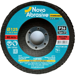 Круг лепестковый торцевой NOVOABRASIVE 27 125x22,23 мм, P36
