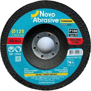 Круг лепестковый торцевой NOVOABRASIVE 29 125x22,23 мм, P100