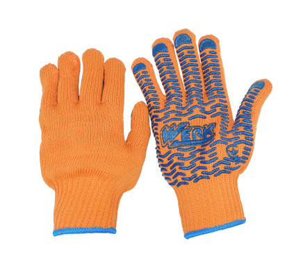 Gloves HB orange, blue PVC Werk