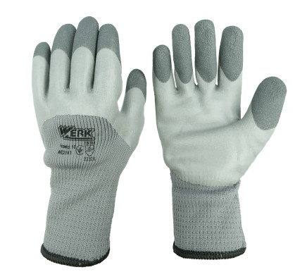 PE gloves, gray, with double gray latex coating, insulated WERK